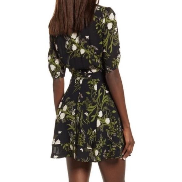 Reformation Monica Anastasia Floral Ruffle V-neck Tie Wrap Mini Dress - Picture 4 of 8